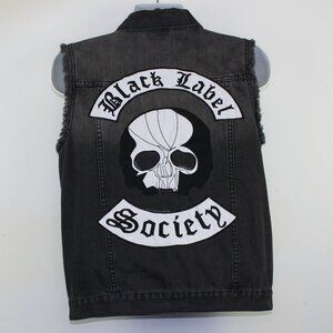 Black Label Society Motorcycle Biker Black Denim Vest (S)